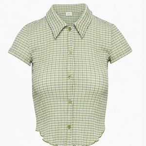 Wilfred button crop top Aritzia green size small